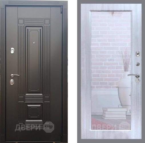 Входная металлическая Дверь Рекс (REX) 9 Зеркало Пастораль Сандал белый в Одинцово