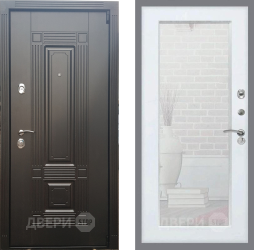 Входная металлическая Дверь Рекс (REX) 9 Зеркало Пастораль Силк Сноу в Одинцово