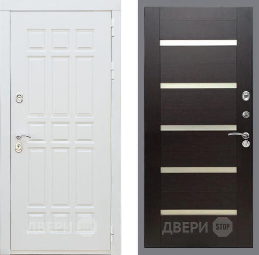 Входная металлическая Дверь Рекс (REX) 8 Силк Сноу СБ-14 стекло белое венге поперечный в Одинцово