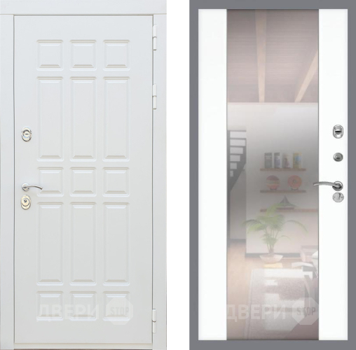 Входная металлическая Дверь Рекс (REX) 8 Силк Сноу СБ-16 Зеркало Силк Сноу в Одинцово