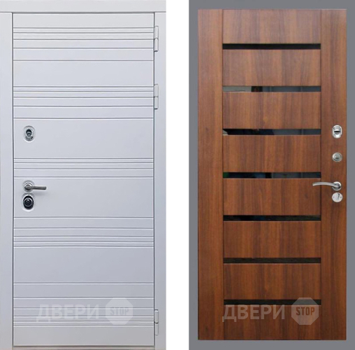 Входная металлическая Дверь Рекс (REX) 14 Силк Сноу СБ-14 стекло черное Орех бренди в Одинцово