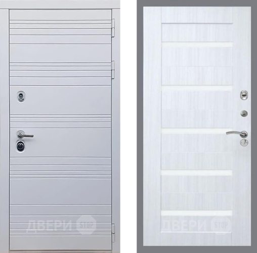 Входная металлическая Дверь Рекс (REX) 14 Силк Сноу СБ-14 стекло белое Сандал белый в Одинцово