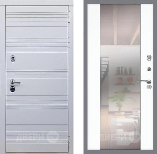 Входная металлическая Дверь Рекс (REX) 14 Силк Сноу СБ-16 Зеркало Силк Сноу в Одинцово
