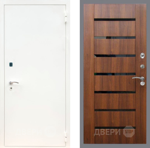 Дверь Рекс (REX) 1А Белая шагрень СБ-14 стекло черное Орех бренди в Одинцово