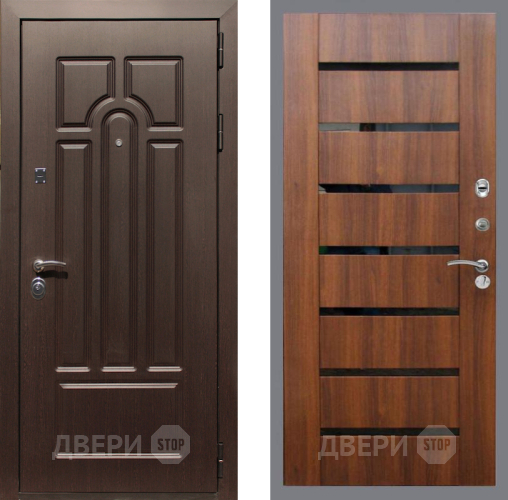 Входная металлическая Дверь Рекс (REX) Эврика СБ-14 стекло черное Орех бренди в Одинцово