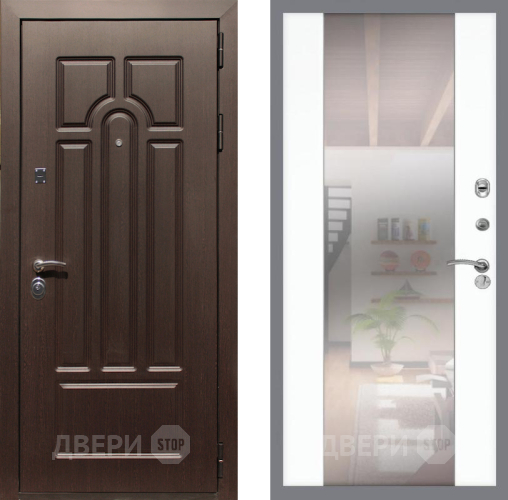 Входная металлическая Дверь Рекс (REX) Эврика СБ-16 Зеркало Силк Сноу в Одинцово