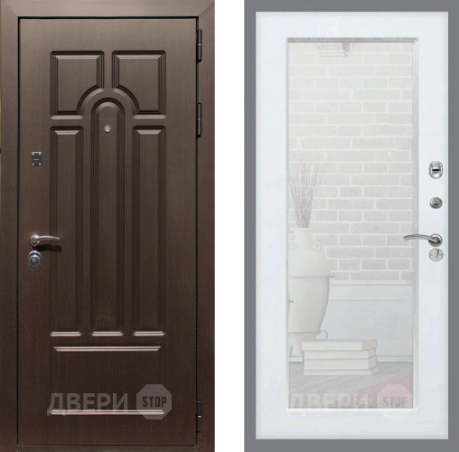 Входная металлическая Дверь Рекс (REX) Эврика Зеркало Пастораль Белый ясень в Одинцово