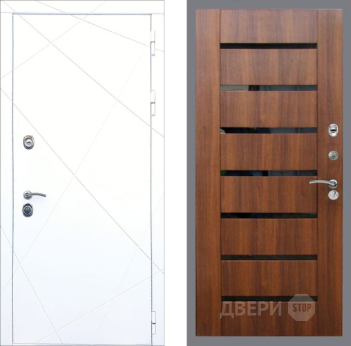 Входная металлическая Дверь Рекс (REX) 13 Силк Сноу СБ-14 стекло черное Орех бренди в Одинцово