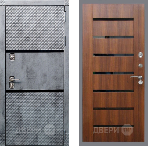 Входная металлическая Дверь Рекс (REX) 15 Бетон Темный СБ-14 стекло черное Орех бренди в Одинцово