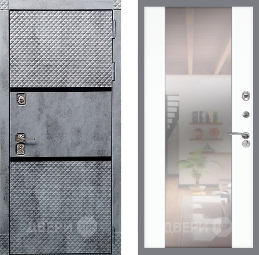 Входная металлическая Дверь Рекс (REX) 15 Бетон Темный СБ-16 Зеркало Силк Сноу в Одинцово