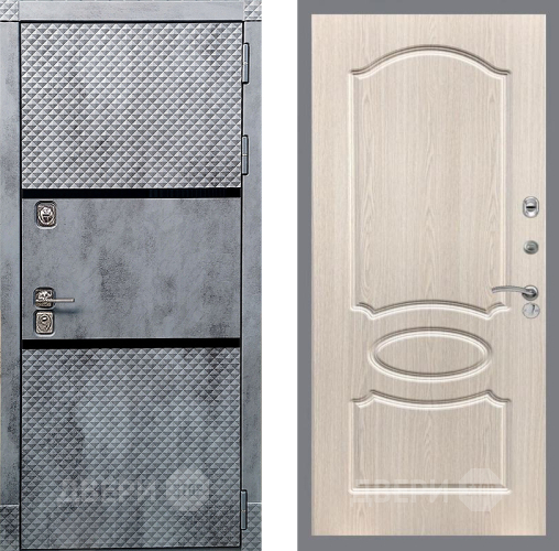 Входная металлическая Дверь Рекс (REX) 15 Бетон Темный FL-128 Беленый дуб в Одинцово