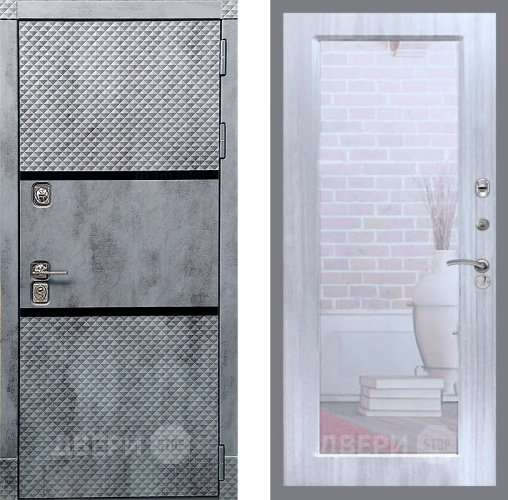 Дверь Рекс (REX) 15 Бетон Темный Зеркало Пастораль Сандал белый в Одинцово