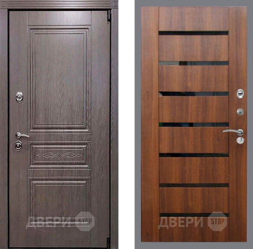 Входная металлическая Дверь Рекс (REX) Премиум-S СБ-14 стекло черное Орех бренди в Одинцово