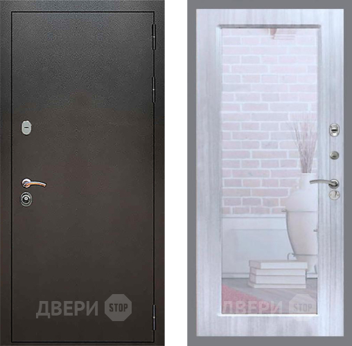 Входная металлическая Дверь Рекс (REX) 5 Серебро Антик Зеркало Пастораль Сандал белый в Одинцово