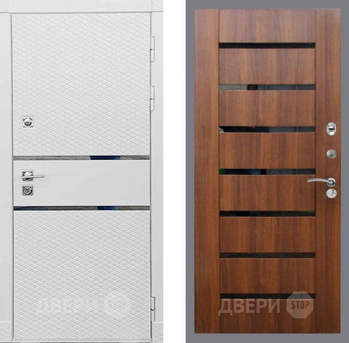 Входная металлическая Дверь Рекс (REX) 15 Силк Сноу СБ-14 стекло черное Орех бренди в Одинцово