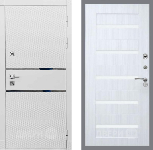 Входная металлическая Дверь Рекс (REX) 15 Силк Сноу СБ-14 стекло белое Сандал белый в Одинцово