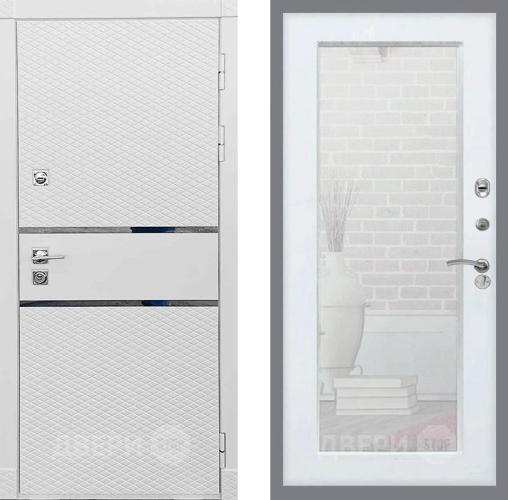 Дверь Рекс (REX) 15 Силк Сноу Зеркало Пастораль Белый ясень в Одинцово