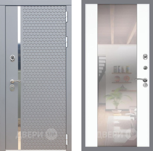 Входная металлическая Дверь Рекс (REX) 24 СБ-16 Зеркало Силк Сноу в Одинцово