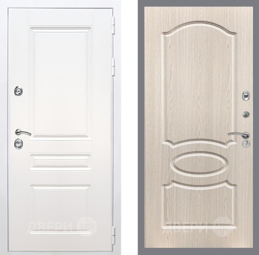 Входная металлическая Дверь Рекс (REX) Премиум-н Силк Сноу FL-128 Беленый дуб в Одинцово