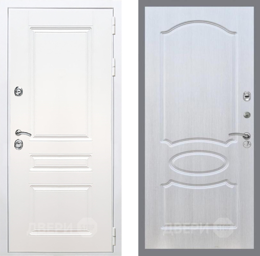 Входная металлическая Дверь Рекс (REX) Премиум-н Силк Сноу FL-128 Лиственница беж в Одинцово