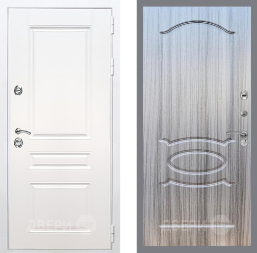 Входная металлическая Дверь Рекс (REX) Премиум-н Силк Сноу FL-128 Сандал грей в Одинцово