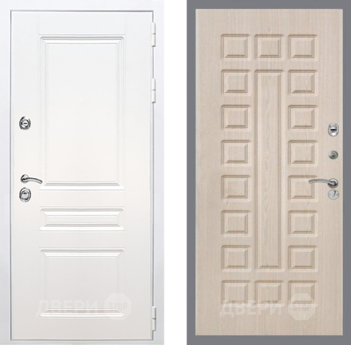 Входная металлическая Дверь Рекс (REX) Премиум-н Силк Сноу FL-183 Беленый дуб в Одинцово