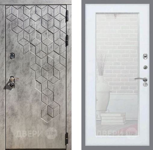 Входная металлическая Дверь Рекс (REX) 23 Зеркало Пастораль Белый ясень в Одинцово