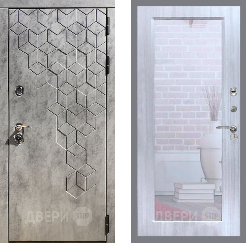 Входная металлическая Дверь Рекс (REX) 23 Зеркало Пастораль Сандал белый в Одинцово