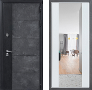 Дверь Дверной континент ДК-15 Бетон ТЕРМО ФЛЗ-1 Зеркало Белое дерево